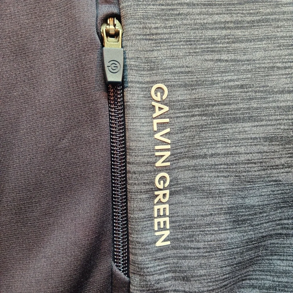 Galvin Green Mens Golf Vest Gray Navy Blue Full Zip Mock Neck Performance Size M